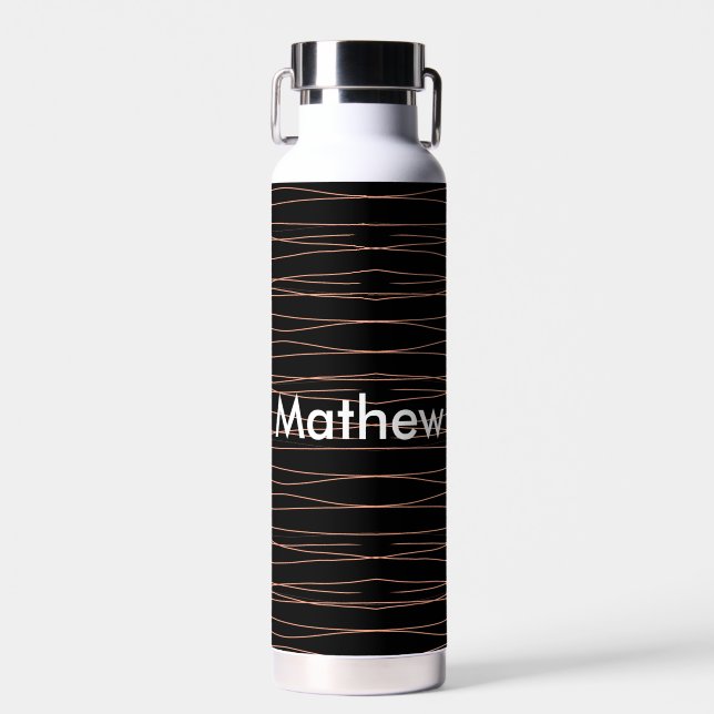 Simple monogram add your name letter man minimal t water bottle (Front)