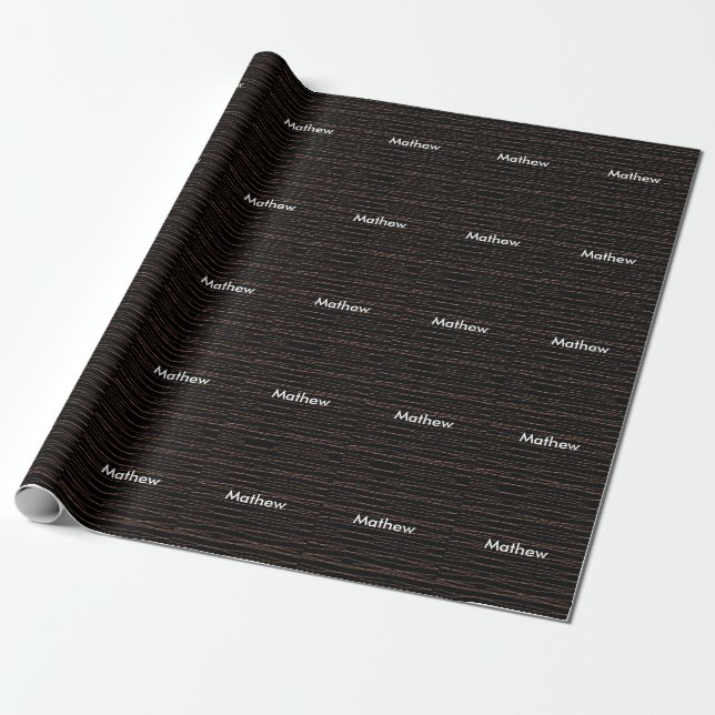 Simple monogram add your name letter man minimal t wrapping paper (Unrolled)