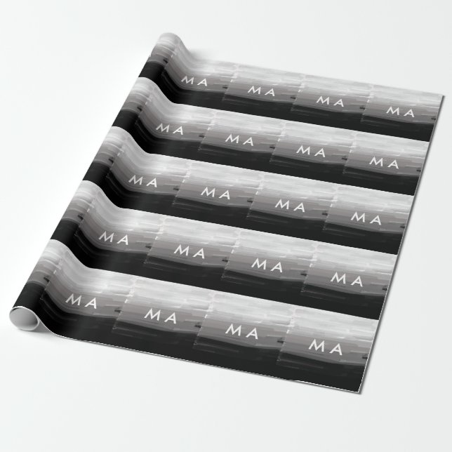 Simple monogram add your name letter man minimal t wrapping paper (Unrolled)