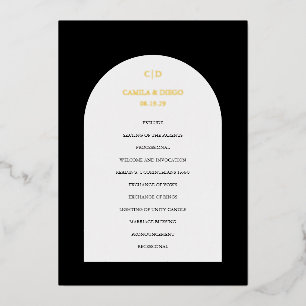 Simple Monogram Arch Foil Modern Wedding Program