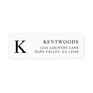 Simple Monogram Black and White Return Address