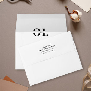 Simple Monogram Black White  Pre-Addressed Envelope