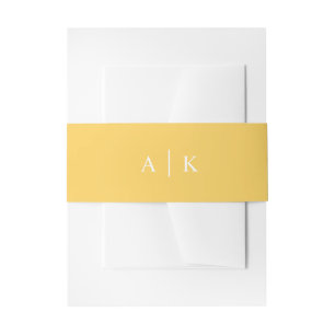 Simple monogram bright yellow invitation belly band