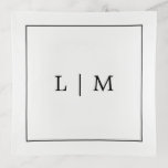 Simple Monogram Classic Black and White Minimalist Trinket Trays<br><div class="desc">Simple trinket tray featuring a modern yet elegant design with your two letter monogram surrounded by a thin border in classic black and white. This chic and stylish trinket tray makes a great gift for a minimalist mum for her birthday or Mother's Day.</div>