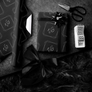 Simple Monogram   Classic Black and White Modern Wrapping Paper