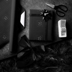 Simple Monogram   Classic Black and White Modern Wrapping Paper
