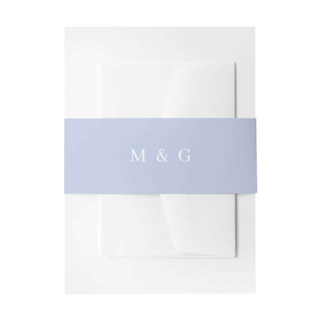 Simple Monogram Cornflower Blue Wedding  Invitatio Invitation Belly Band (Front Example)