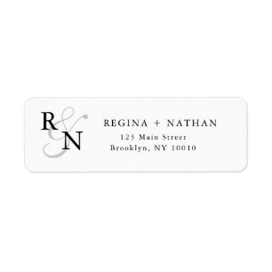Simple Monogram Couples Return Address Label