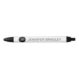 Simple Monogram Custom Name Black and White Ink Pen