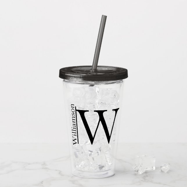 Simple Monogram Custom Personalised Acrylic Tumbler (Back Ice)