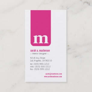 Simple Monogram Designer Business Card (fuschia)