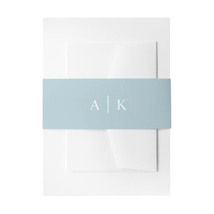 Simple Monogram Duck Egg Blue Invitation Invitation Belly Band