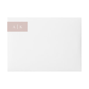 Simple Monogram Dusty Rose Pink Return Address Wrap Around Label