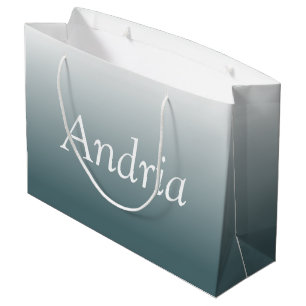 Simple Monogram   Editable Blue Grey Ombre Large Gift Bag