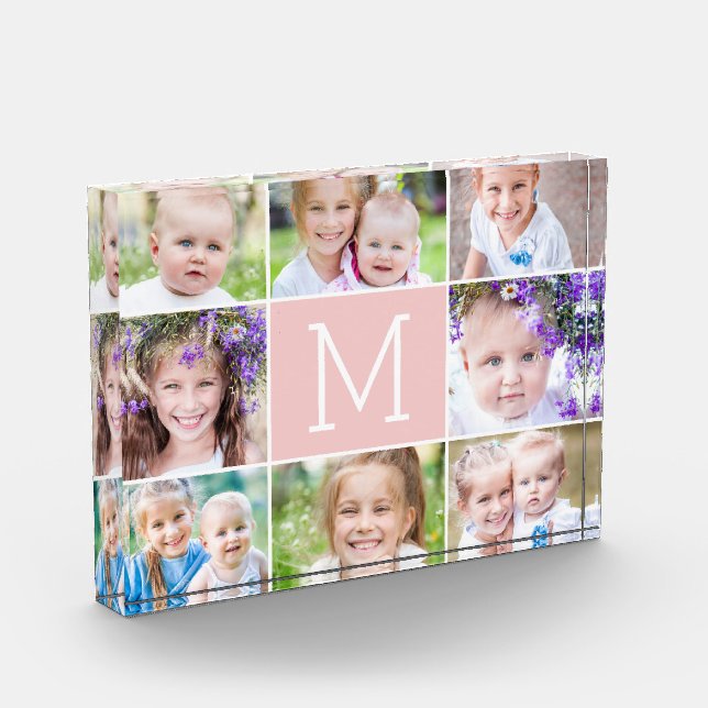 Simple Monogram EDITABLE COLOR Acrylic Photo Block (Left)