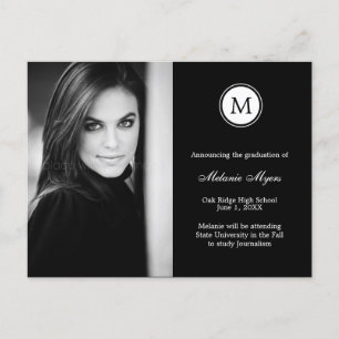 Simple Monogram EDITABLE COLOR Graduation Postcard