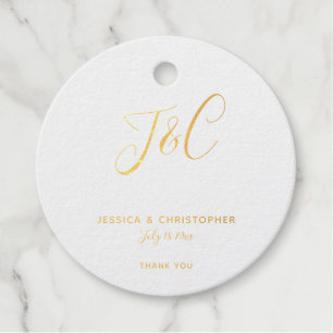 Simple Monogram Elegant Gold Foil Minimalist chic Favour Tags