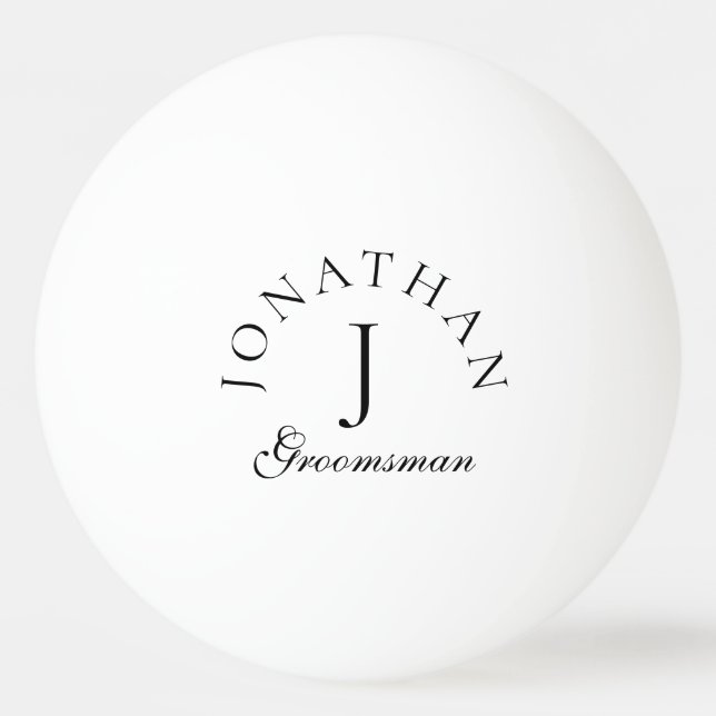 simple monogram elegant groomsman minimalist ping pong ball (Front)