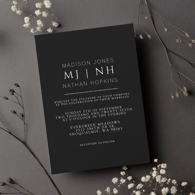 Simple Monogram Elegant Minimalist Wedding Invitation (Creator Uploaded)