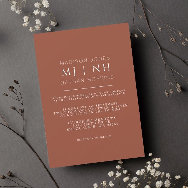 Simple Monogram Elegant Minimalist Wedding Invitation (Creator Uploaded)