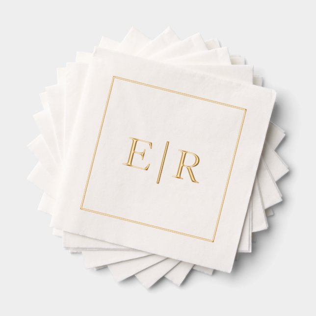 Simple Monogram Elegant Wedding Foil Napkins (Insitu (Stacked))