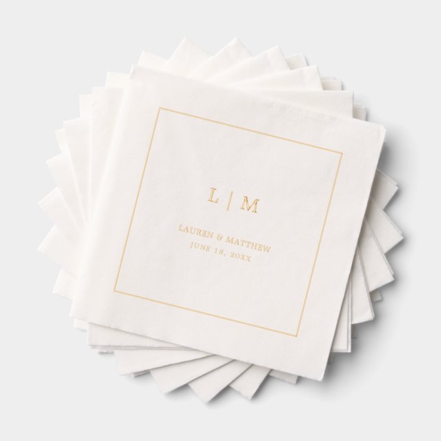 Simple Monogram Elegant Wedding Foil Napkins (Insitu (Stacked))