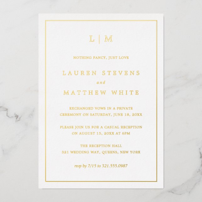 Simple Monogram Elegant Wedding Reception (Front)