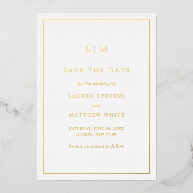 Simple Monogram Elegant Wedding Save the Date (Front)