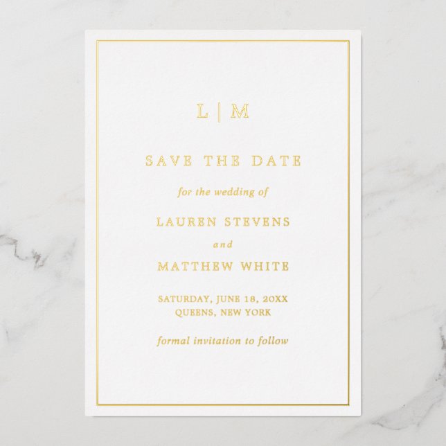 Simple Monogram Elegant Wedding Save the Date (Front)