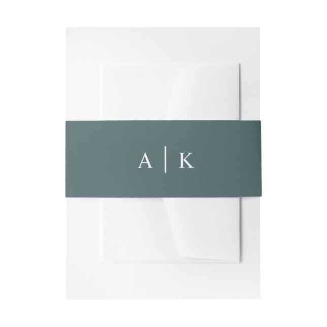 Simple Monogram Emerald Green Invitation Belly Band (Front Example)