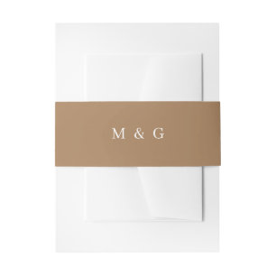 Simple Monogram Fall Brown Wedding  Invitation Belly Band