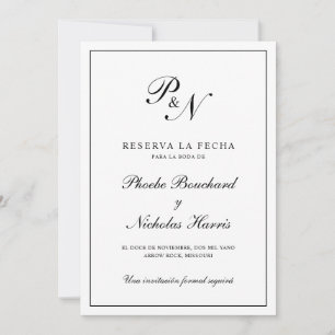 Simple Monogram Formal Elegant Spanish Wedding Save The Date