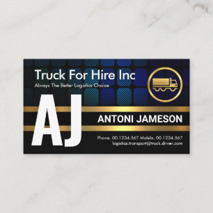Simple Monogram Gold Lines Trucker Business Card