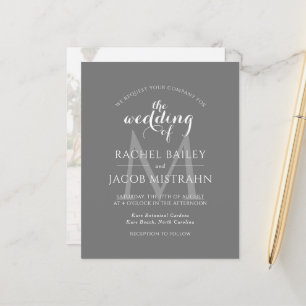 Simple Monogram Grey Grey Photo Wedding Invitation