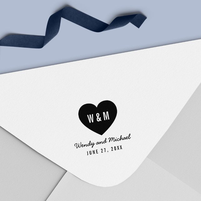 Simple Monogram Heart Couple Save the Date Wedding Self-inking Stamp (Creator Uploaded)