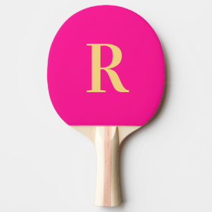 Simple Monogram Hot Pink Ping Pong Paddle