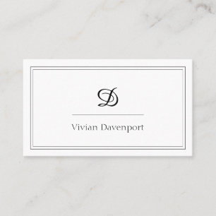 Simple Monogram Initial Black and White Elegant Business Card