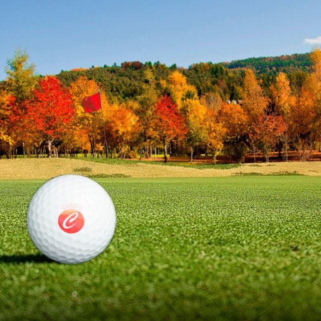 Simple monogram initial C orange coral pink Golf Balls (Creator Uploaded)