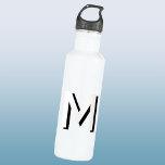 Simple Monogram Initial Drop Shadow Personalised 710 Ml Water Bottle<br><div class="desc">Modern,  simple and minimalist drop shadow monogram initial typography design in monotone black and white,  which can be changed to personalise.</div>