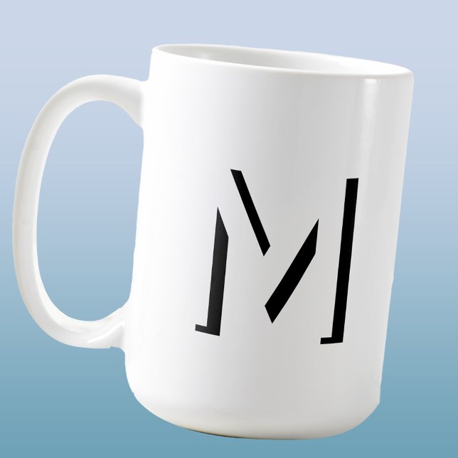 Simple Monogram Initial Drop Shadow Personalised Coffee Mug (Modern monogram initial drop shadow personalized coffee mug)