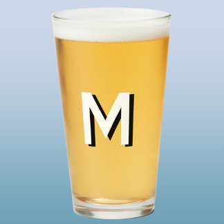 Simple Monogram Initial Drop Shadow Personalised Glass