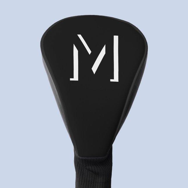 Simple Monogram Initial Drop Shadow Personalised Golf Head Cover (Modern monogram initial drop shadow typography personalized golf head cover)