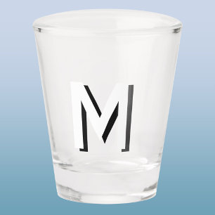 Simple Monogram Initial Drop Shadow Shot Glass