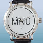 Simple Monogram Initial Watch<br><div class="desc">Modern typography minimalist monogram initial design which can be changed to personalise. Simple circular border to frame the initials. Fresh and minimalist.</div>