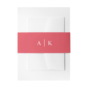 Simple monogram initials berry red belly band invitation belly band