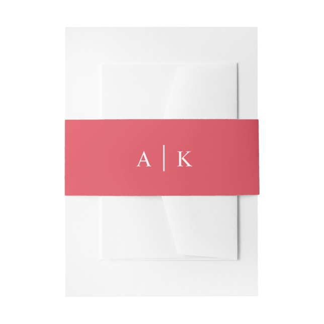 Simple monogram initials berry red belly band invitation belly band (Front Example)
