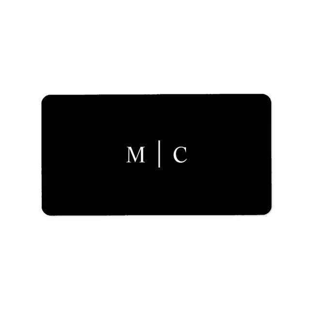 Simple Monogram Initials Black Favour Sticker (Front)