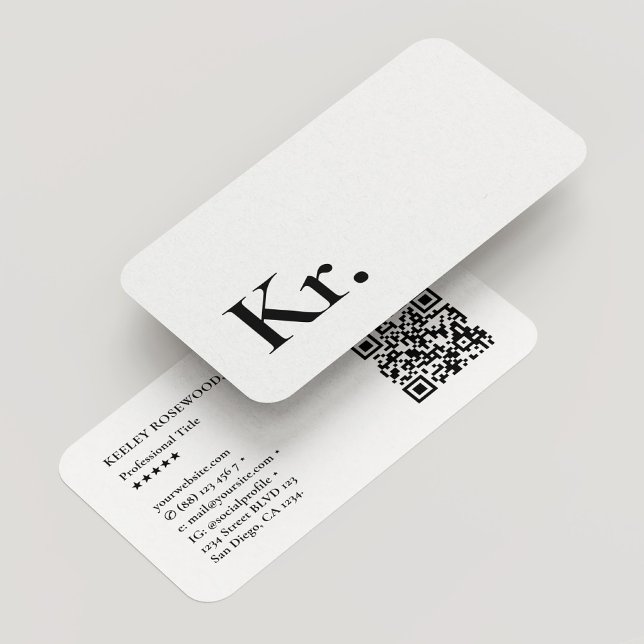Simple Monogram Initials Logo White Modern QR  Business Card (Simple Monogram Initials Logo White Modern QR Business Card
)