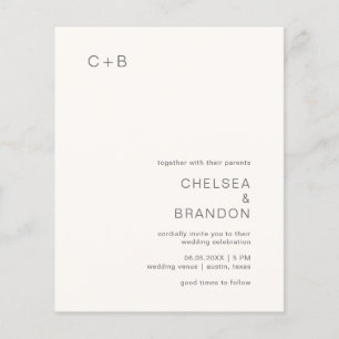 Simple Monogram Ivory Budget Wedding Invitation