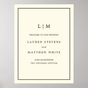 Simple Monogram Ivory Elegant Welcome Wedding Poster
